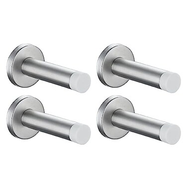 JQK Door Stopper 304 Stainless Steel Thicken 1mm Sound Dampening Door Stop Bumper Wall Protetor 4 Pack Brushed DSB5WNP4