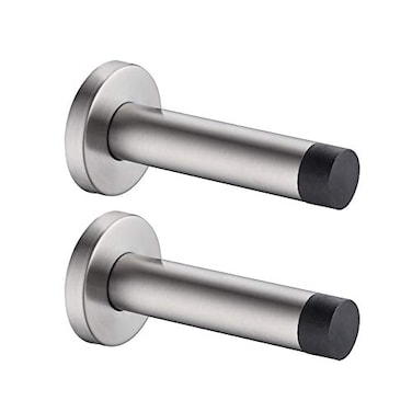JQK Door Stopper 304 Stainless Steel Thicken 1mm Sound Dampening Door Stop Bumper Wall Protetor 2 Pack Brushed DSB5BNP2
