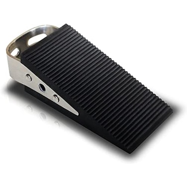 Premium Zone Large Rubber Door Stopper with Brushed Stainless Steel Handle and Hook Door Stop That Wont Scratch Floor or Door Works On All Surfaces