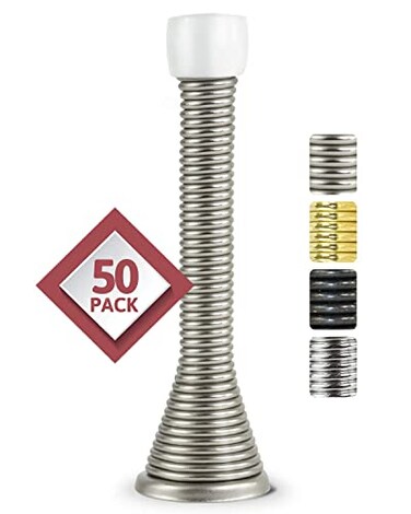 JD Jack N'Drill Jack N Drill 3 Spring Door Stopper 50 Pack Flexible Heavy Duty Door Stop for Home and Office Rustproof Bendable Spring Steel Durable Rubber Tips
