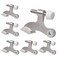 KOVOSCH 6 Pack Hinge Pin Door Stopper Brushed Satin Nickel Adjustable Heavy Duty Hinge Pin Door Stops with White Rubber Bumper Tips