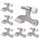 KOVOSCH 6 Pack Hinge Pin Door Stopper Brushed Satin Nickel Adjustable Heavy Duty Hinge Pin Door Stops with White Rubber Bumper Tips