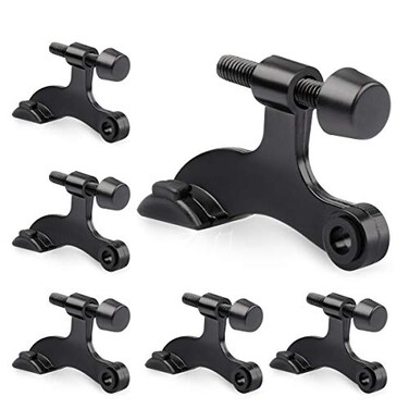 KOVOSCH 6 Pack Hinge Pin Door Stopper Black Adjustable Heavy Duty Hinge Pin Door Stop with Black Rubber Bumper Tips
