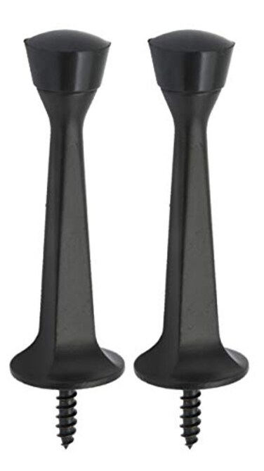 QCAA Rubber Tip Heavy Duty Solid Rigid Door Stop 3 Zinc Die Cast Matte Black Made in Taiwan 2 Pack