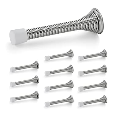 Ravinte Door Stoppers 12 Pack Spring Door Stops with Rubber Bumper Satin Nickel Door Stoppers for Bottom of Door