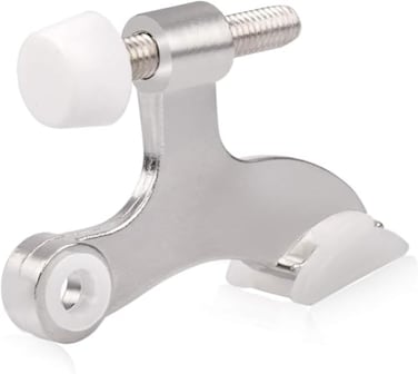 HOMOTEK 12 Pack Hinge Pin Satin Nickel Door StopperAdjustable Deluxe Heavy Duty Door Stopper 212x134with White Rubber Bumper Tips