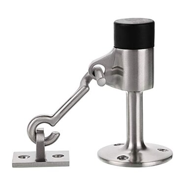 Sumnacon Stainless Steel Door Stopper with Hook Heavy Duty Doorstop with Scews Wall Mounted Door Stopper for Home Office Silver