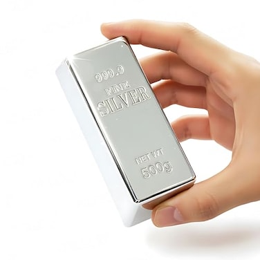 SABLUE Fake Silver Realistic Novelty Gift Joke Simulated Silver Brick for Pirate Games Party Favor SM