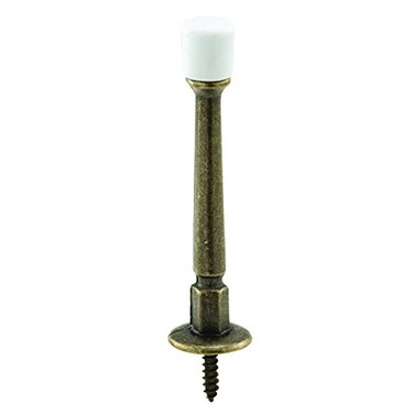 PRIME-LINE PrimeLine MP9021 Rigid Door Stop 3 In Diecast Antique Brass Rubber Tip Baseboard 10 Pack