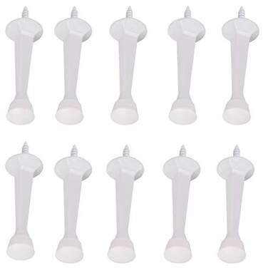 Rocky Mountain Goods Rigid Door Stop White Pack of 10 Heavy Duty Solid Door Stop with Quiet Rubber Tip Quieter Than Spring Door Stops Easy Install Baby Proof Non Removable End