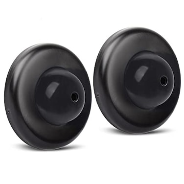 KOVOSCH 2 Pack Convex Wall Door Bumper Stop Black 212 Outside Diameter Stainless Steel Cover with Bigger 114 Black Rubber Bumper Easy to Install with Screw