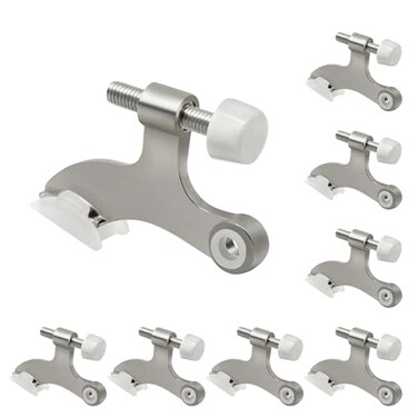 SUNTAI 8 Pack Hinge Pin Brushed Nickel Door Stopper Adjustable Heavy Duty Hinge Pin Door Stop with Rubber Bumper Tips