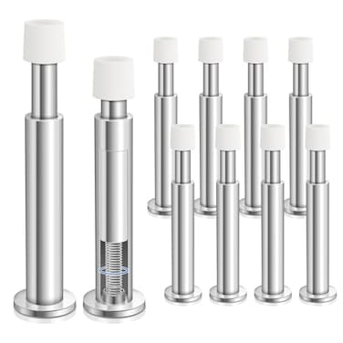 HUTLON 10 Pack Door Stops 44 Inch Door Stopper for Wall Spring Loaded Soft Rubber Door Bumper Wall Protector Brushed Nickel Door Stop