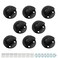 SANATO 8 Pack Black Low Dome Floor Mounted Stainless Steel Door Stop Door Stopper with Black Rubber