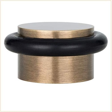 EVI Herrajes Antique Brass Door Stopper 11x082 Inch Adhesive Floor Installation Black Shock Absorber Mod I103CU