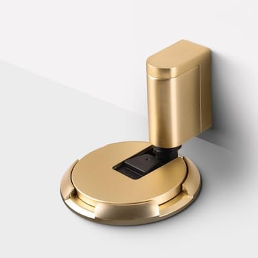Yagman Adjustable Bottom Door Stopper Windproof Door Holder No Drilling Mechanical Floor Door Stop with Screw and Adhesive 1 Pack Brushed Gold BG1