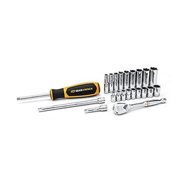 GEARWRENCH 22 Pc 14 Drive 6 12 Pt Standard Deep Mechanics Tool Set Metric 80327