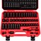 SEDY 38 Drive Impact Socket Set 49Piece SAE 516 to 34 inch and Metric 822mm Sizes with Extension Bars and Universal Joint Standard Deep CRV Material for High Durability Impact Wrench