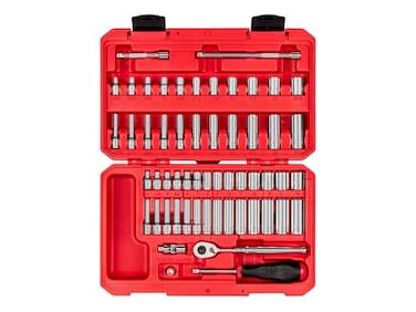 TEKTON 14 Inch Drive Shallow and Deep 12Point Socket and Ratchet Set with Case 56Piece 532916 in 415 mm SKT05304
