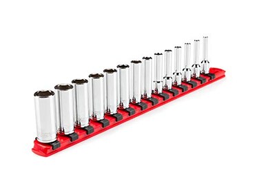 TEKTON 14 Inch Drive Deep 6Point Socket Set with Rail 14Piece 415 mm SHD90113