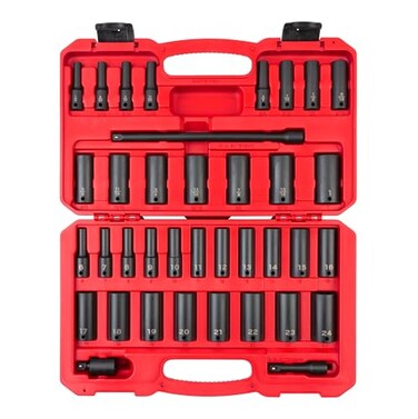 TEKTON 38 Inch Drive Deep 6Point Impact Socket Set 37Piece 141 in 624 mm SID91403