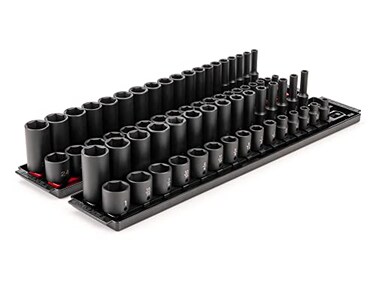TEKTON 38 Inch Drive 6Point Impact Socket Set with Rails 68Piece 141 in 624 mm SID91218