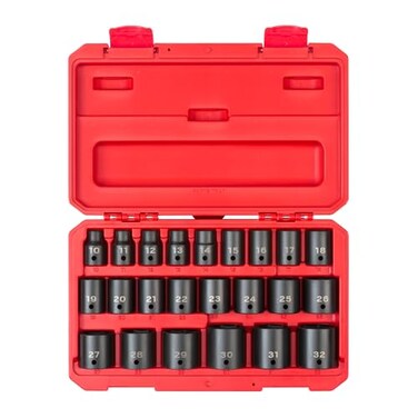 TEKTON 12 Inch Drive Shallow 6Point Impact Socket Set with Case 23Piece 1032 mm SID92322