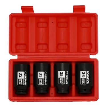 CASOMAN 12 Drive Deep Spindle Axle Nut Impact Socket Set 6 Point CRMO32333536mm 4PC 12Inch Impact Socket Set Heavy Duty Use In Removing And Installing Axle Nuts