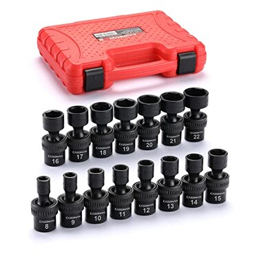 CASOMAN 15 PCS 38 Drive Standard Universal Impact Socket Set 6Point Metric 8mm 22mm