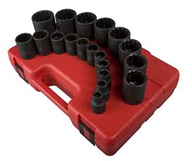 SUNEX TOOLS 2819 12Inch Drive 12Point SAE Impact Socket Set 19 Piece