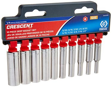 Crescent 10 Piece14 Drive 6 Point Deep SAE Socket Set CSAS10N