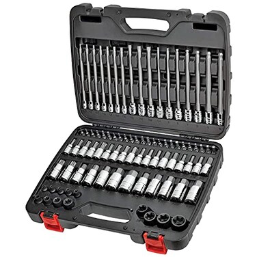 CARBYNE 84Piece Master Hex Torx Bit Socket Set ExternalTorx Socket Set S2 Steel Bits CrV Steel Sockets Corrosion Resistance Durable Case 14 38 12 Dr