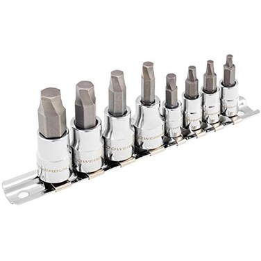 Powerbuilt 240093 8 Piece Zeon SAE Hex Bit Socket Set with use for Damaged Fasteners Standard Rusted Rounded BoltsSize from 18 to 38