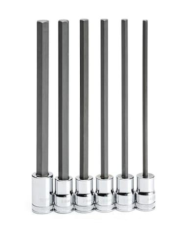 GEARWRENCH 6 Pc 38 Drive Long Length Hex Bit Socket Set Metric 82554