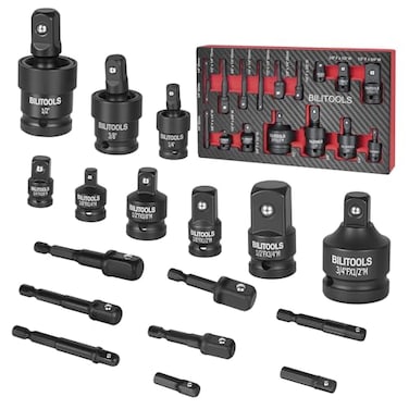 BILITOOLS Socket Adapter Set 17 Piece includes Reducer Universal Joint Socket Set Drill Adapter 14 38 12