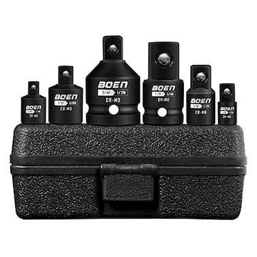 BOEN 6 Piece Impact Socket Adapter Set 14 38 12 34 Drive Socket Reducer Set with Durable Case CRMO Reducer Converter Impact Adapter Set for Impact Driver Conversions