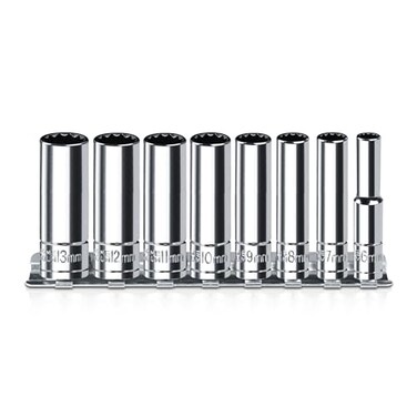 pgroup 14 Inch Drive Socket Set 8 Piece Metric 12Point Deep Socket Set 6mm 7mm 8mm 9mm 10mm 11mm 12mm 13mm Chrome Vanadium Steel with Sturdy Holder 50BV30
