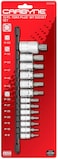 CARBYNE 13Piece Torx Plus Bit Socket Set 6 Lobe TP8IP8 to TP60IP60 S2 Steel Bits CrV Sockets 14 in 38 in 12 in Drive Zinc Phosphate Genuine Licensed Torx