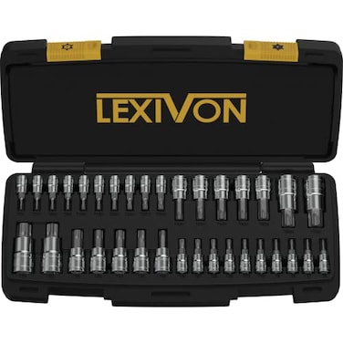 LEXIVON Master TORX Bit Socket Set Premium S2 Alloy Steel Complete 34Piece Solid Star Tamper Proof T6 T70 Enhanced Storage Case LX149