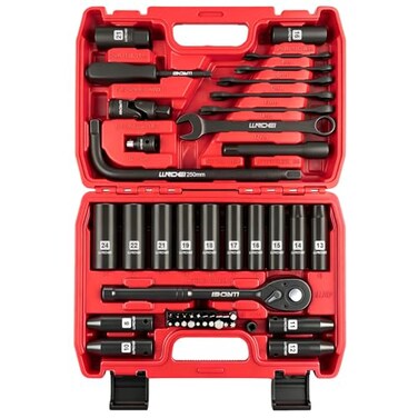 LLNDEI 12 Dr Ratchet Impact Socket Wrench SetDeep Sockets824mmSpark Plug Socket1621mm49PCS CRV Metric With Combination Wrenches 817mm