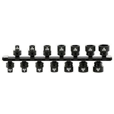 ARES 29018 14Piece 38Inch Drive Metric Low Profile Nano Impact Socket Set Impact Grade Sockets Offer Greater Clearance Than Typical Shallow Sockets Includes Aluminum Storage Rail