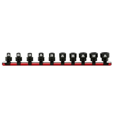 ARES 29019 10Piece 38Inch Drive SAE Low Profile Nano Impact Socket Set Impact Grade Sockets Offer Greater Clearance Than Typical Shallow Sockets Includes Aluminum Storage Rail