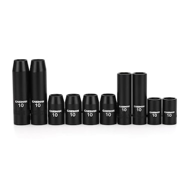 CASOMAN 10Piece Impact Socket Set10mm 14 38 Drive Deep Shallow Metric Black Phosphate Finish