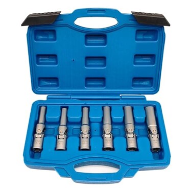 JEUCLEL 6PCS 38 Glow Plug Socket Set Universal Joint 816mm 6 Point Glow Plug Removal Tool for Removal and Replacement of Glow Plugs