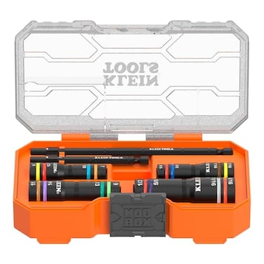 Klein Tools 654QS KNECT Quad Socket 16 Sizes in 4 Sockets 4in1 Color Coded SAE and Metric Impact Rated DeepWell Heavy Duty 14Inch Drive 312 and 612Inch Shaft