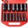 TONYNOL 12 Inch Deep Drive Impact Socket Set12PointSAE38 to 11414 PcsCrMo SteelWith a Storage Case
