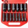 TONYNOL 12 Inch Deep Drive Impact Socket Set12PointSAE38 to 11414 PcsCrMo SteelWith a Storage Case