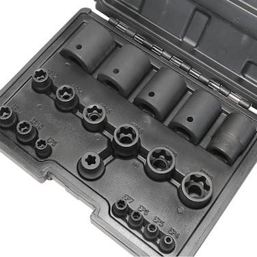 DPTOOL External Torx Plus Socket Set 6 Point EP Socket EP4 EP5 EP6 EP7 EP8 EP10 EP11 EP12 EP14 EP16 EP18 EP20 EP22 EP24 EP26 EP28 EP30 EP32 with 12 38 14 Dr ETorx Plus Sockets 19pc