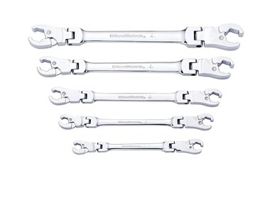 GEARWRENCH 5 Pc Ratcheting Flex Head Flare Nut Wrench Set SAE 89100
