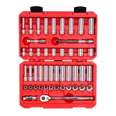 TEKTON 38 Inch Drive 6Point Socket and Ratchet Set 46Piece 51634 in 819 mm SKT15301